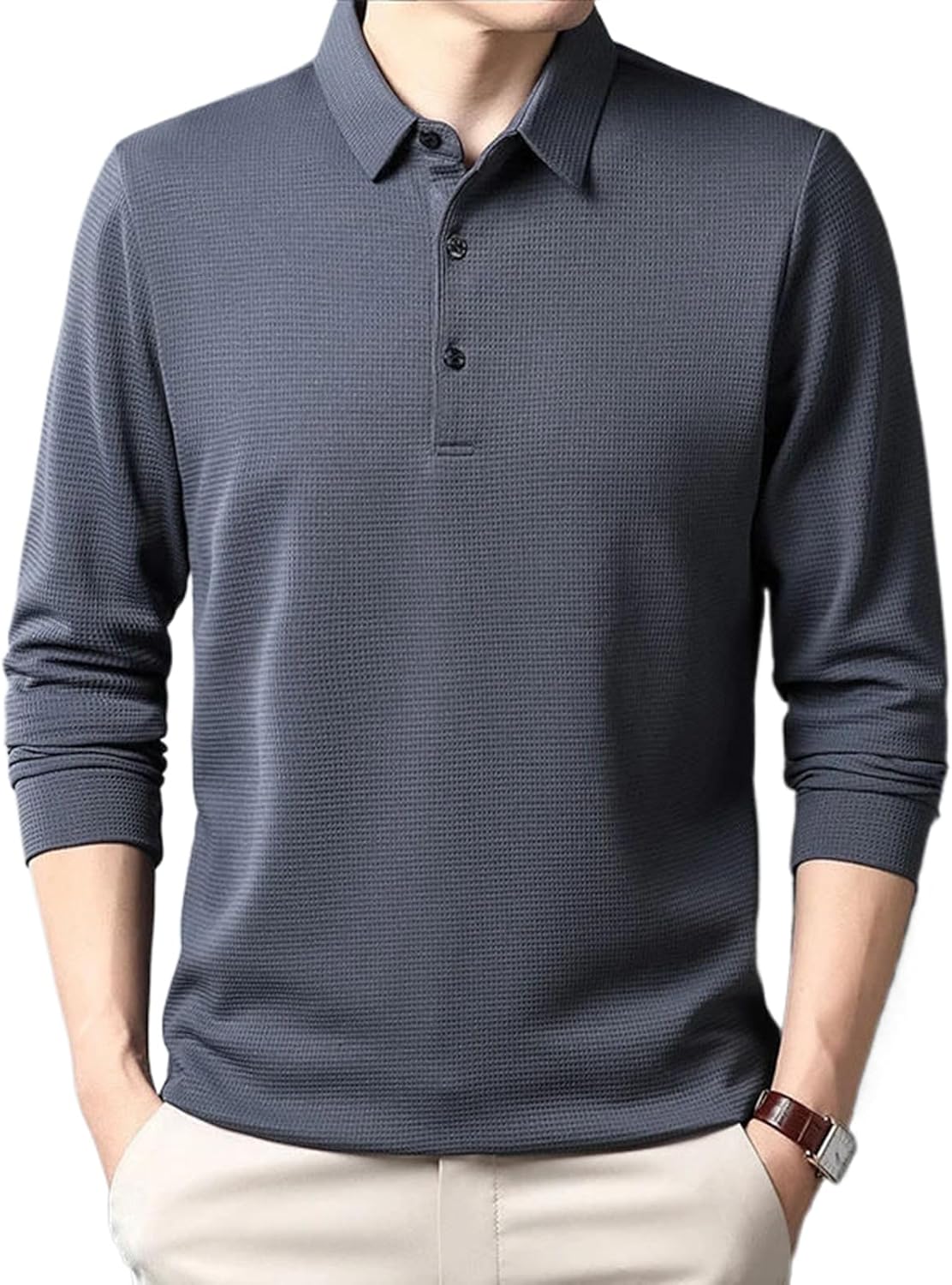 Men's Business Casual Long Sleeved Shirt Solid Color Shirt Versatile Tops