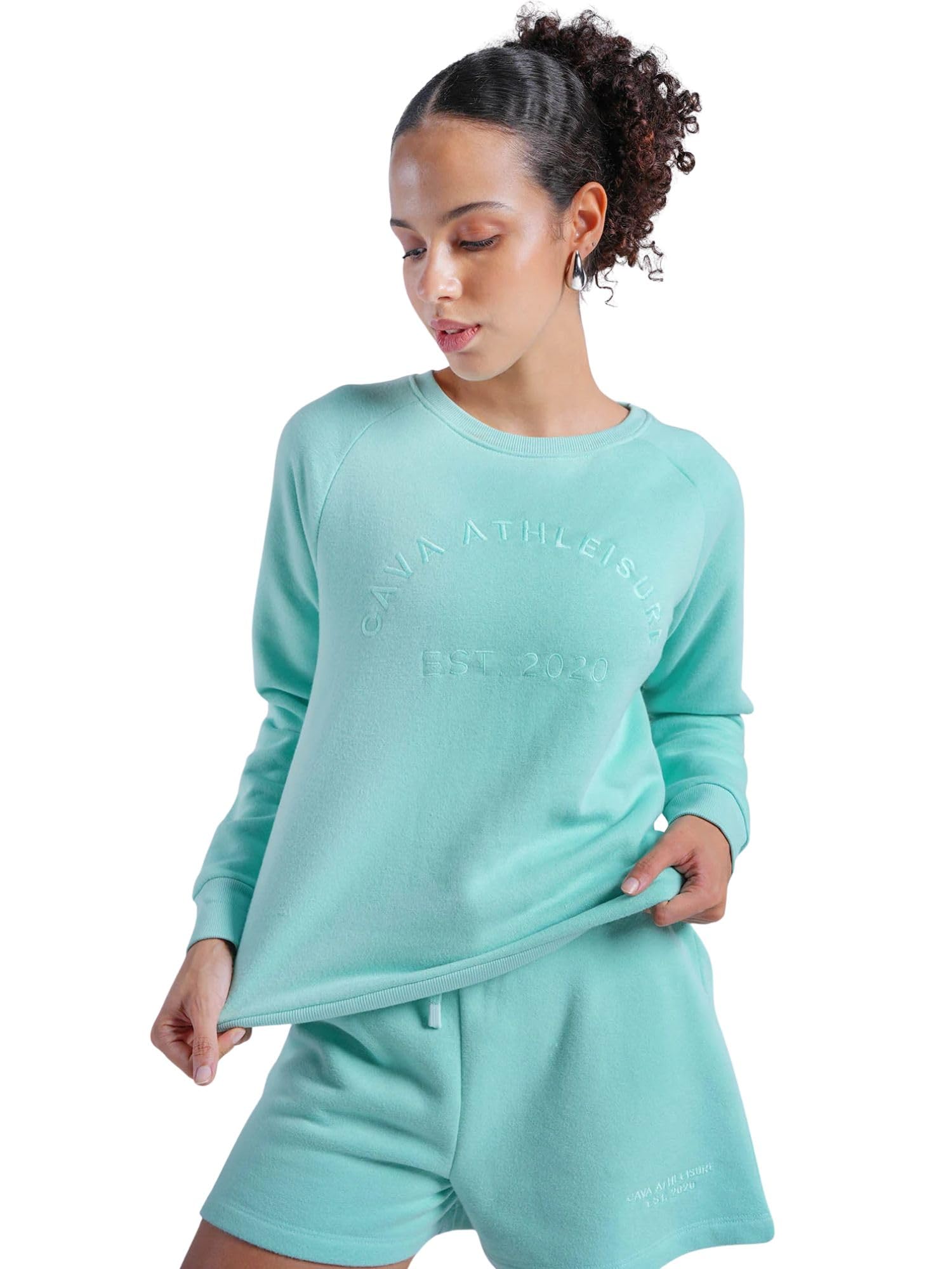 cava Essential Sweatshirt for Women | Brushed Fleece, Round Neck, Full Sleeves, Ribbed Cuffs, Embroidery Detail | Cozy Loungewear & Travelwear-picture-21