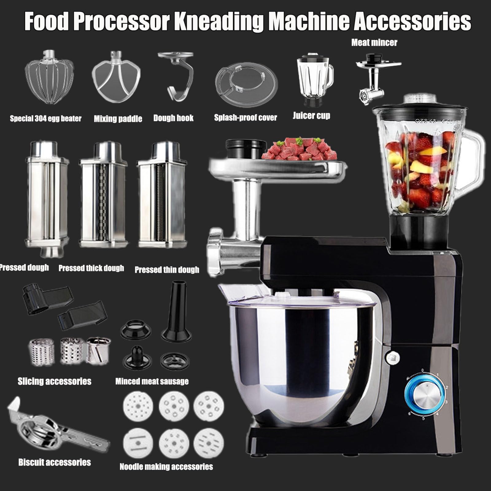 Robot kuchenny Blender Wielofunkcyjny blender kuchenny o mocy 1500 W z maszynką do mielenia mięsa, miksery Roboty kuchenne do kuchni, Sokowirówka 1,5 l