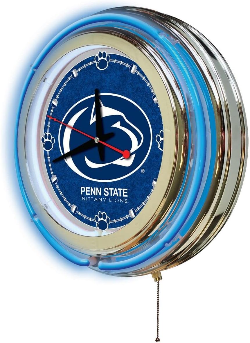 Holland Bar Stool NCAA Unisex-Adult Double Neon Ring, 15" Dia. Logo Clock