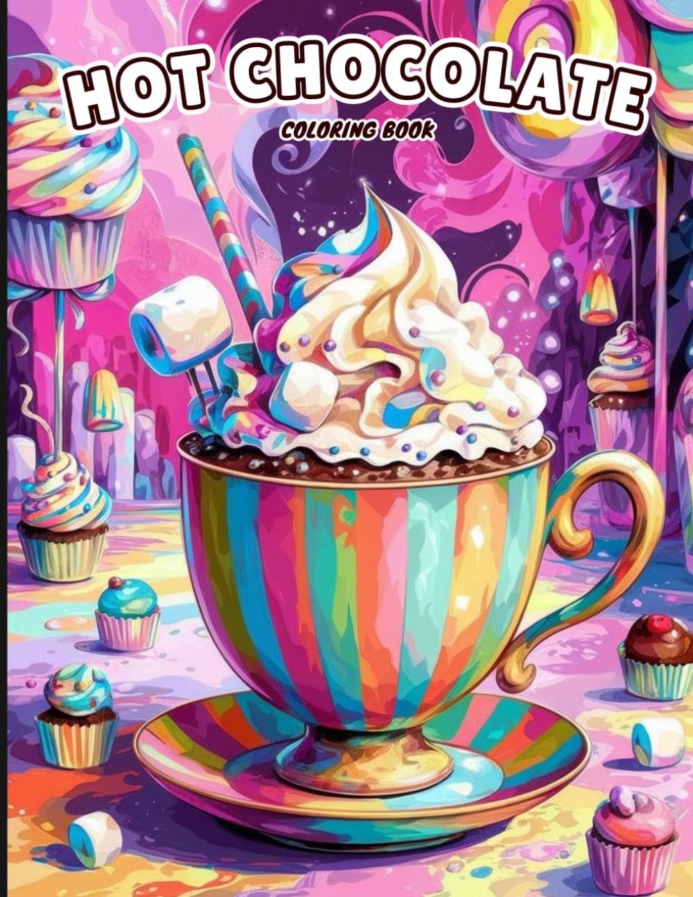 Hot Chocolate Coloring Book for Teens and Adults: 20 Cozy and Cute Kawaii Pages with Festive Mugs, Winter Treats, Marshmallows and Christmas Desserts for Holiday Relaxation