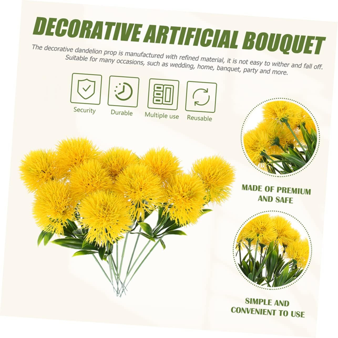 Alipis 60pcs Artificial Dandelion Flower Faux Dandelion for Wedding Home Decorative Plant