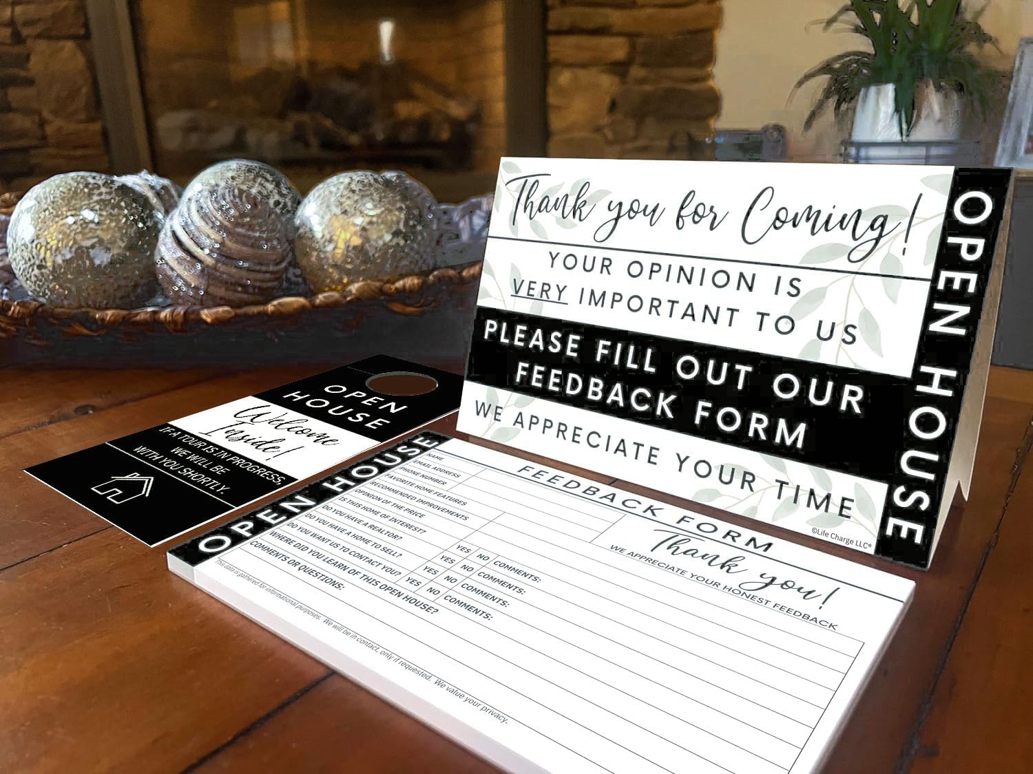 Open House Supplies. Real Estate Sign in Book Guest Registry Notepad for Collecting Realtor Leads & Home Sale Feedback. Kit has Form Pads, Door Hangers & Tent Card Displays. Elegant Black, Two-pack.