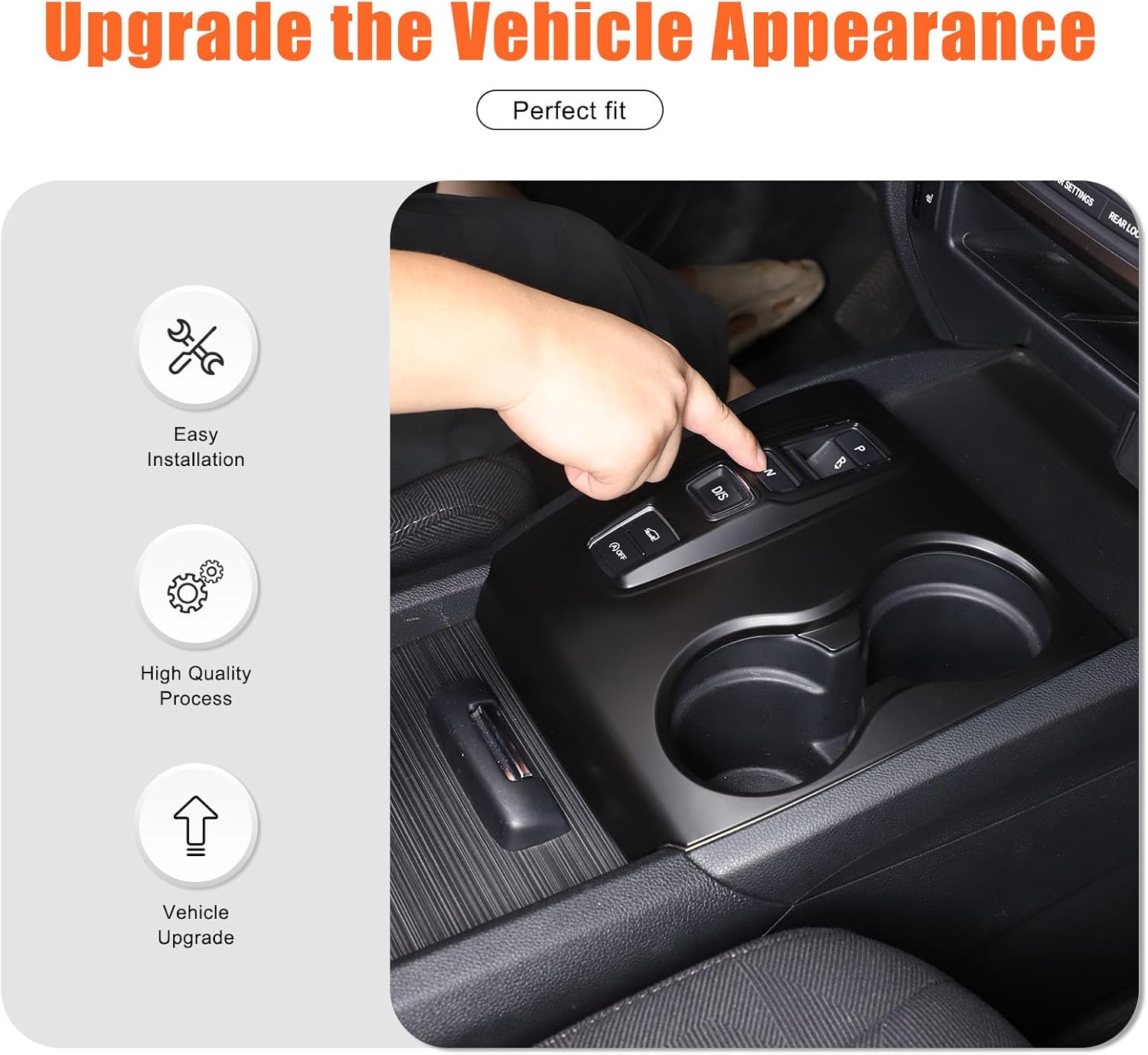 Center Console Gear Shift Panel Cup Holder Cover Trim Compatible with Honda Pilot 2016-2022/ Ridgeline 2020-2023/ Passport 2019-2023 Accessories (Matt Black)