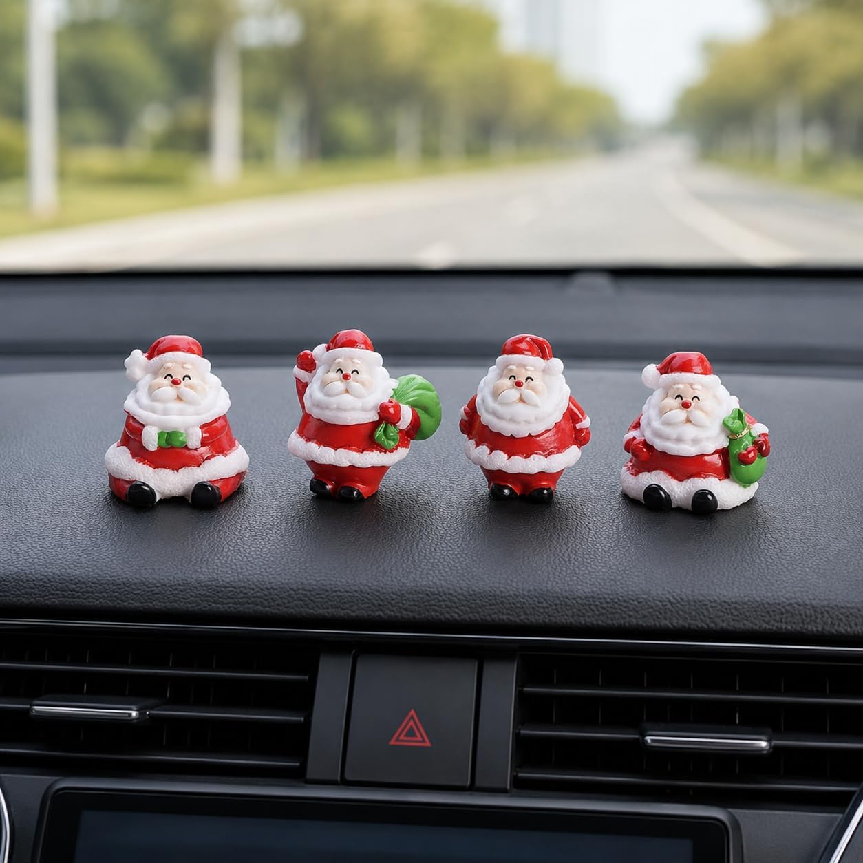 4 Pcs Santa Car Dashboard Decorations, Christmas Car Decor, Holiday Car Accessories, Festive Dashboard Decorations Interior