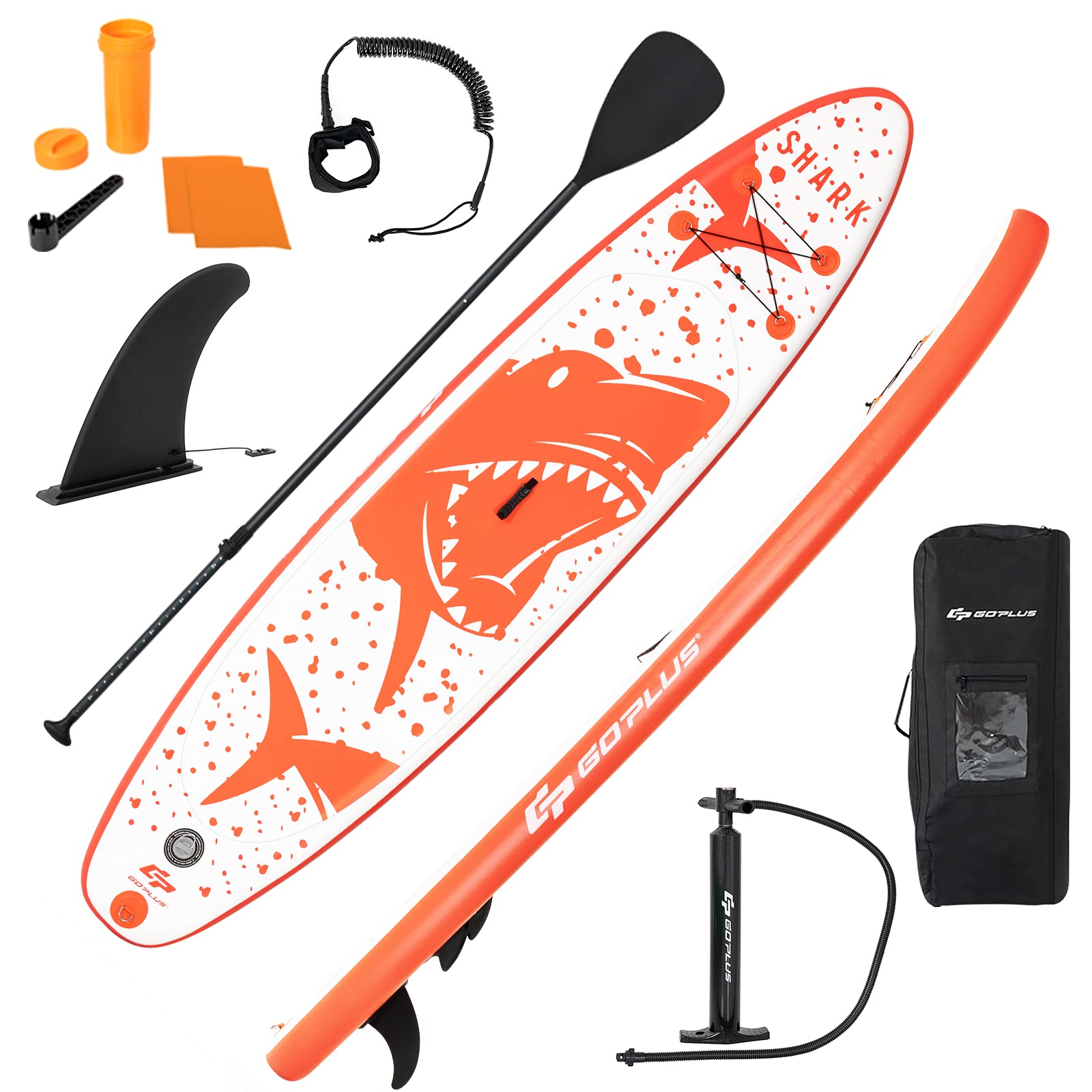 GOPLUS Tabla para Paddle Surf, Asiento para Tabla Paddle Surf Hinchable, Set de Tabla para Sup, 15 cm de Espesor 120KG MÁX, con Mochila, Bomba y Remo Ajustable de 160 a 210 cm, 320 x 76 x 15 cm