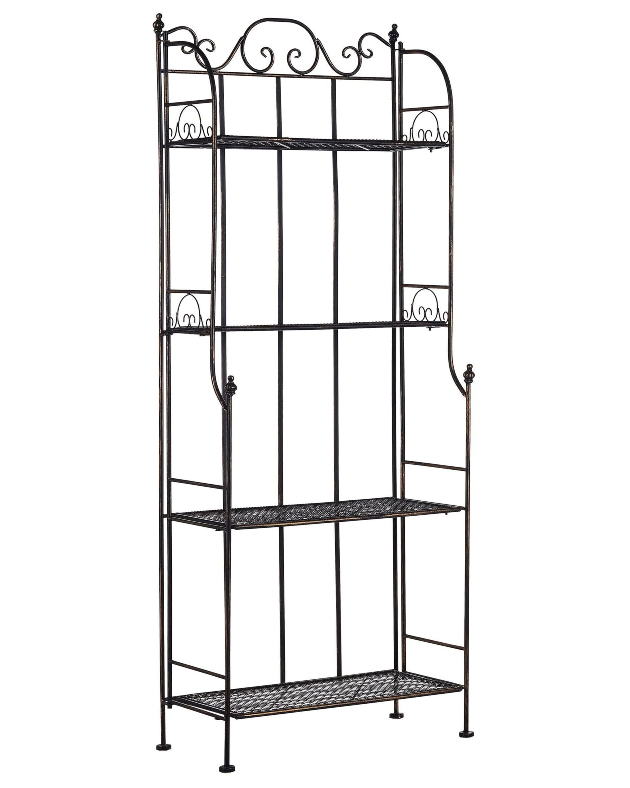 Beliani Gartenregal Metall schwarz/Gold Antik-Optik 4 Ablageflächen klappbar Isernia
