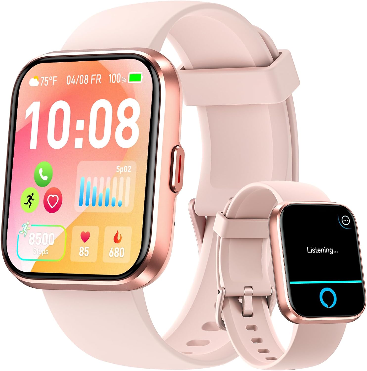 Fitpolo Smart Watches for Women Android & iPhone - W208 Series (Pink+Purple)
