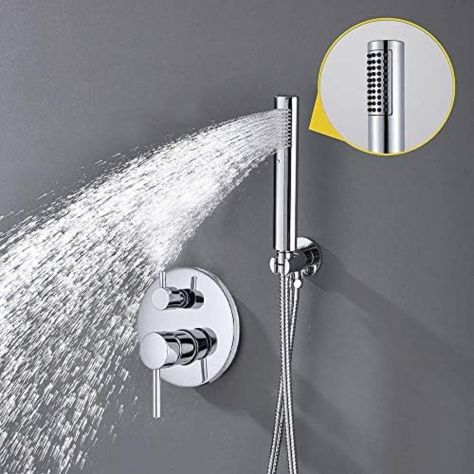 Chromowany okrągły styl zestaw baterii prysznicowej ukryty system prysznicowy z opadami deszczu wanna prysznic ciepła zimna woda bateria mieszająca kran - zestaw 40 cm, zestaw 20 cm, zestaw 25 cm