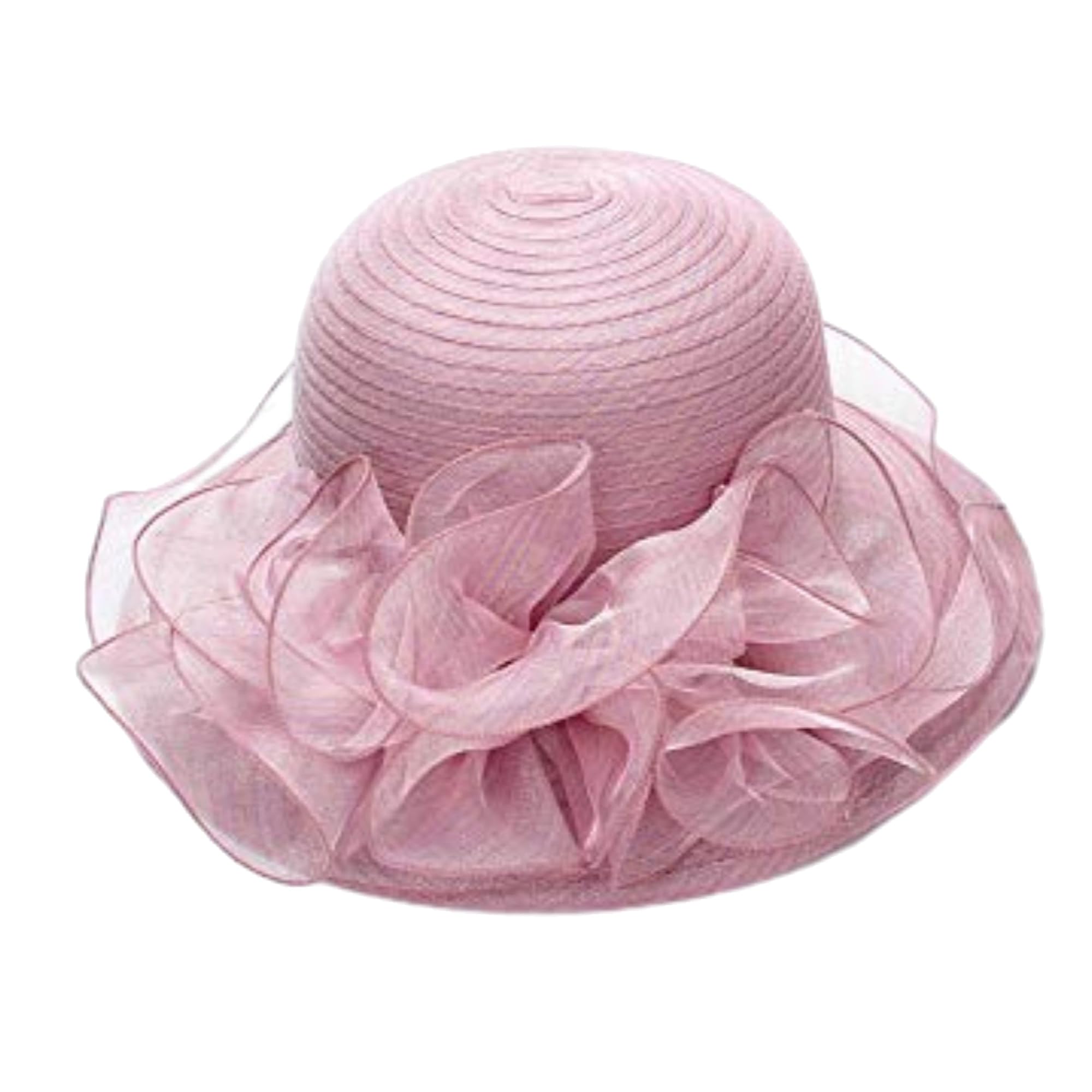 BawnhawKentucky Church Hats for Women, Wide Brim Foldable Organza Garden Party Hat, Adjustable Fascinators Bow-Flower