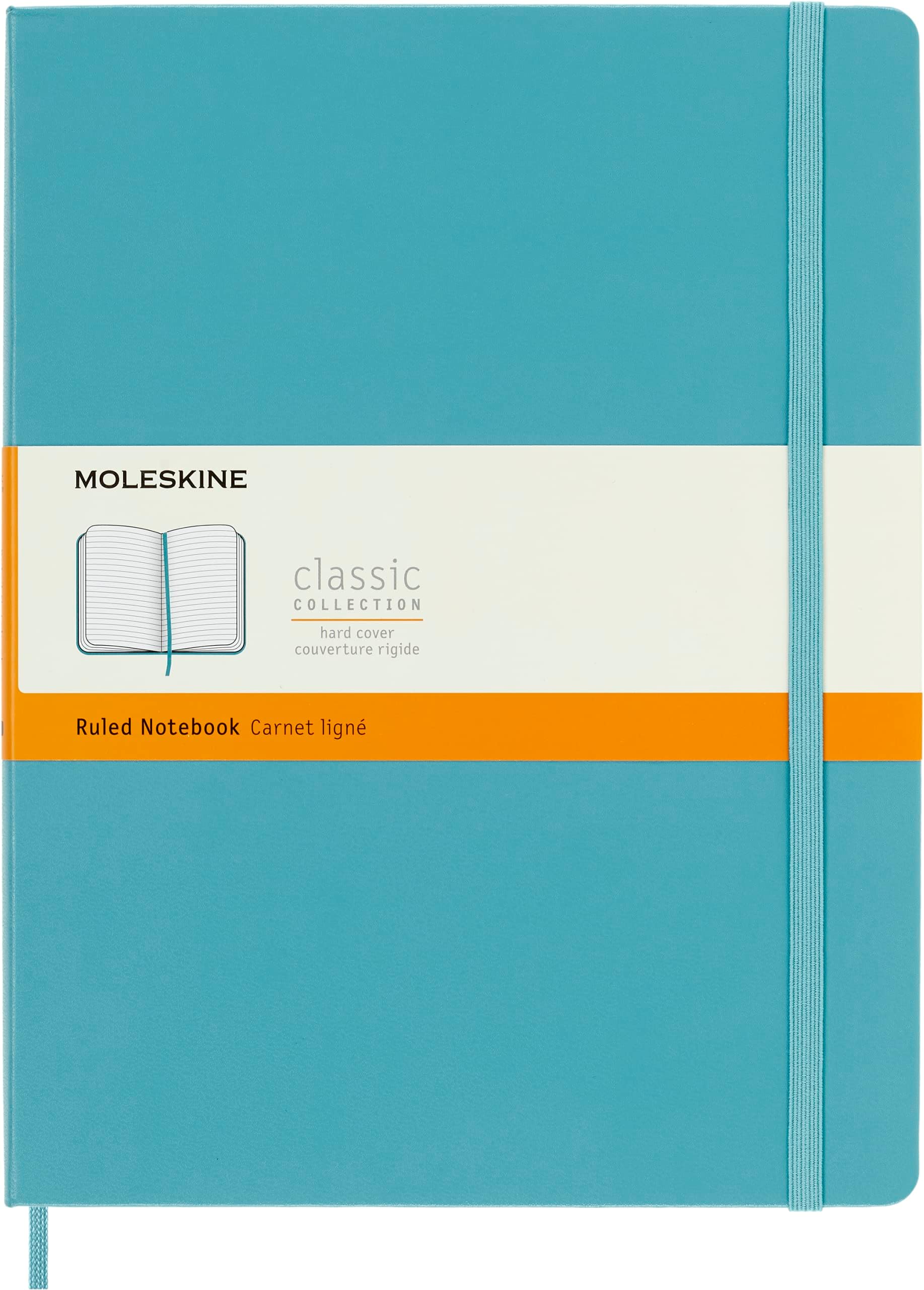 Classic Notebook, Hard Cover, XL (7.5" x 9.5") Ruled/Lined, Reef Blue, 192 Pages
