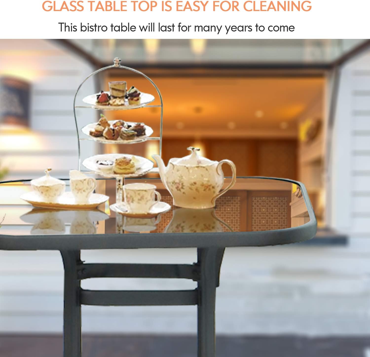 Aoxun Outdoor Patio Bar Sets - Updated Swivel Stools with High Back and Setas with Cotton Foam, 4 Textilene 360° Swivel Chairs with 1 Glassed Top Table, 5 Pieces Outdoor Furniture Set, Blue : Patio, Lawn & Garden