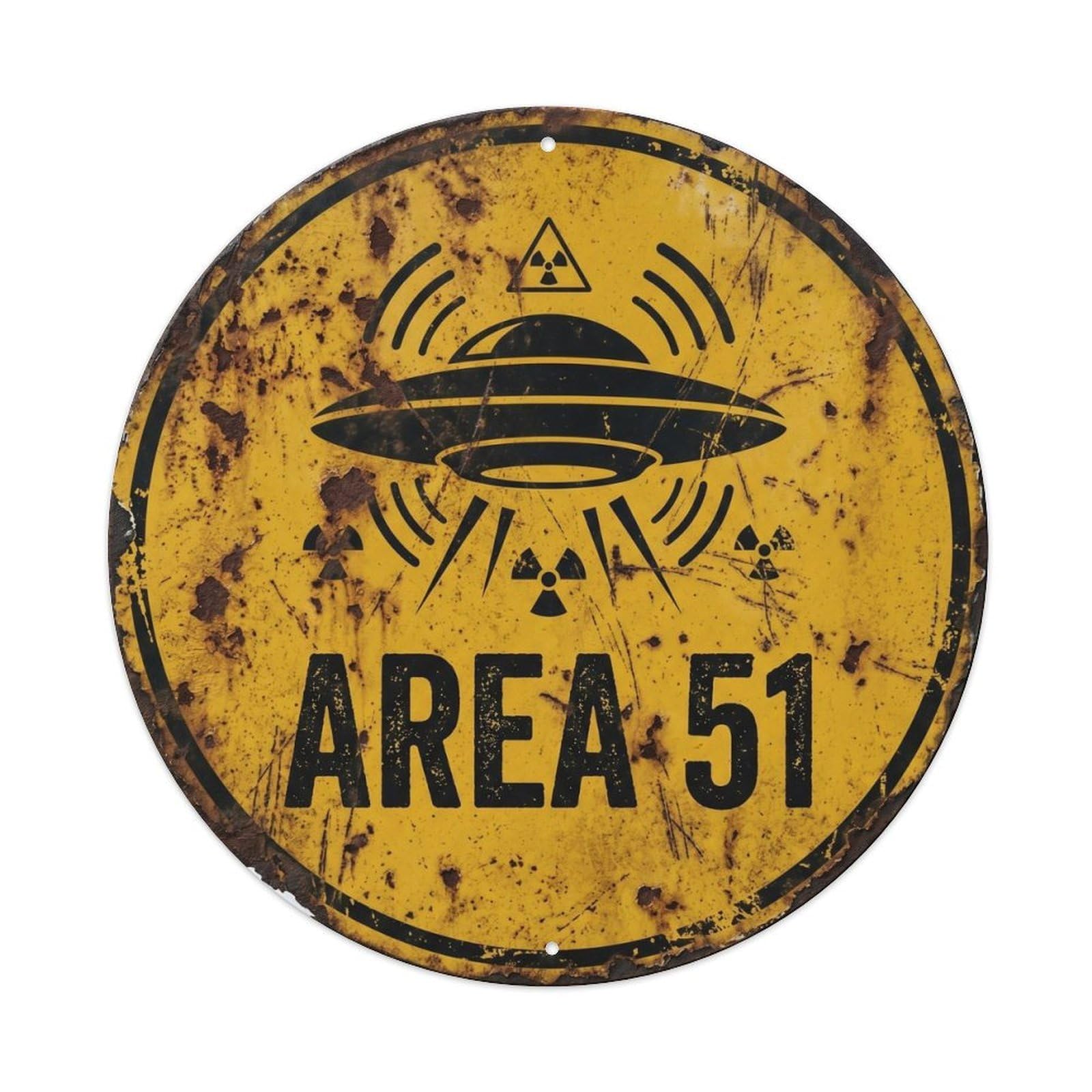 Extraterrestrial Area 51 Radiation Saucer Warning Metal Tin Sign