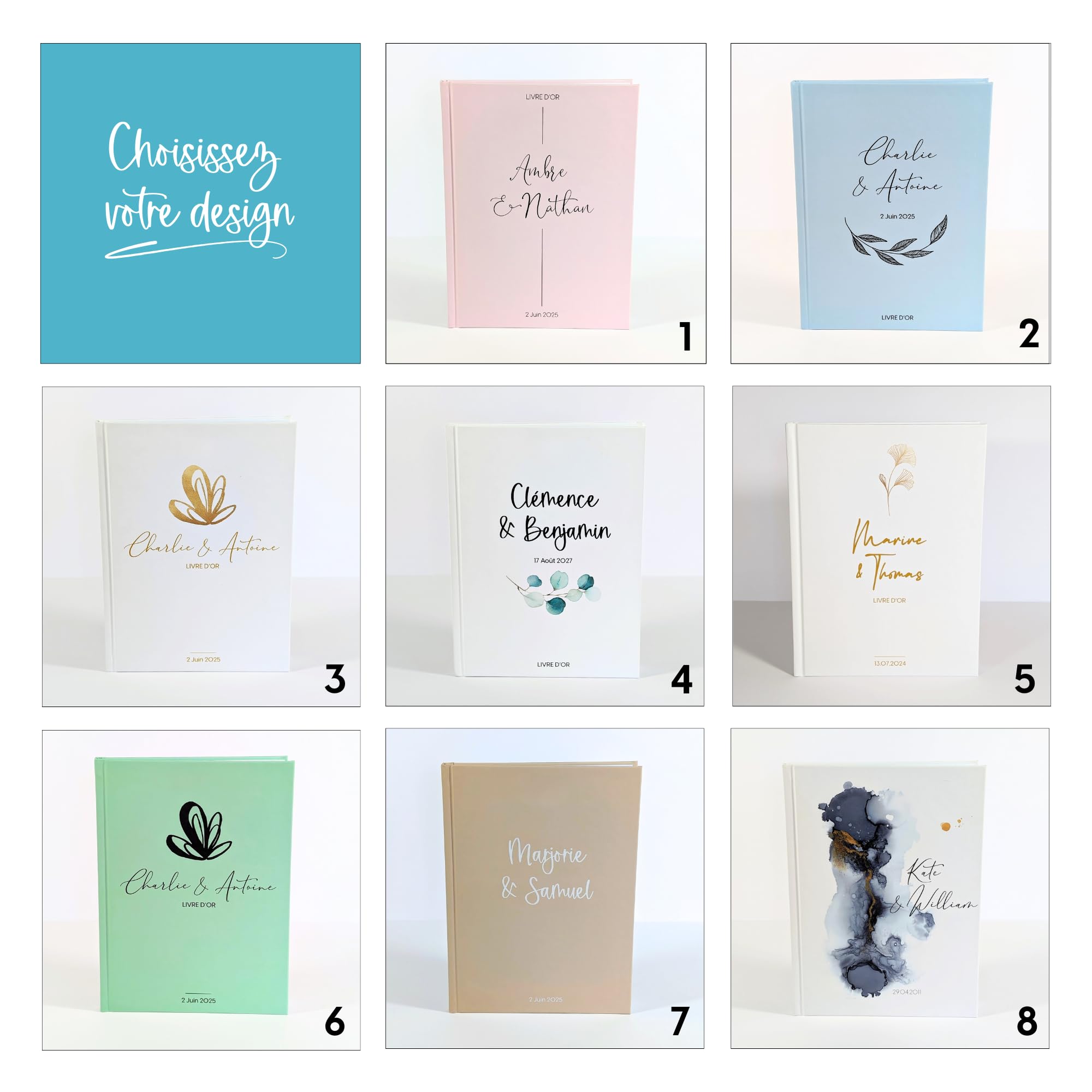 Livre d'or mariage personnalisé | 68 pages, couverture rigide, 24x17cm | Livre d'or personnalisé - Livre d'or pré-rempli - Album de mariage | TE Whaka
