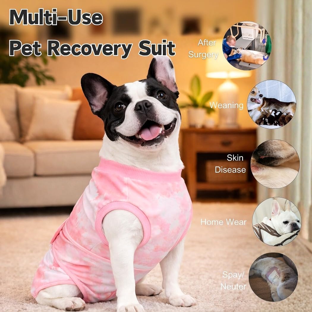 Recovery Suit for Female/Male Dog After Spay/Neuter Surgery,Bandana Set Included,E-Collar Cone Alternative Anti Licking, Large/Medium/Small Dogs Full Body Surgical Suits Onesies, Medical Pet Bodysuit