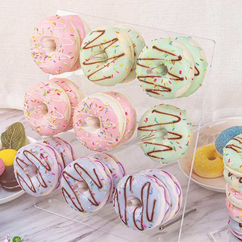 Cabilock Escuadras para Estanterias Soporte de Exhibición de Acrílico para Mostrar 9 Donuts Expositor de Donuts para Mesa de Postres de Fiesta de Cumplea?os de Boda Soportes para Estantes