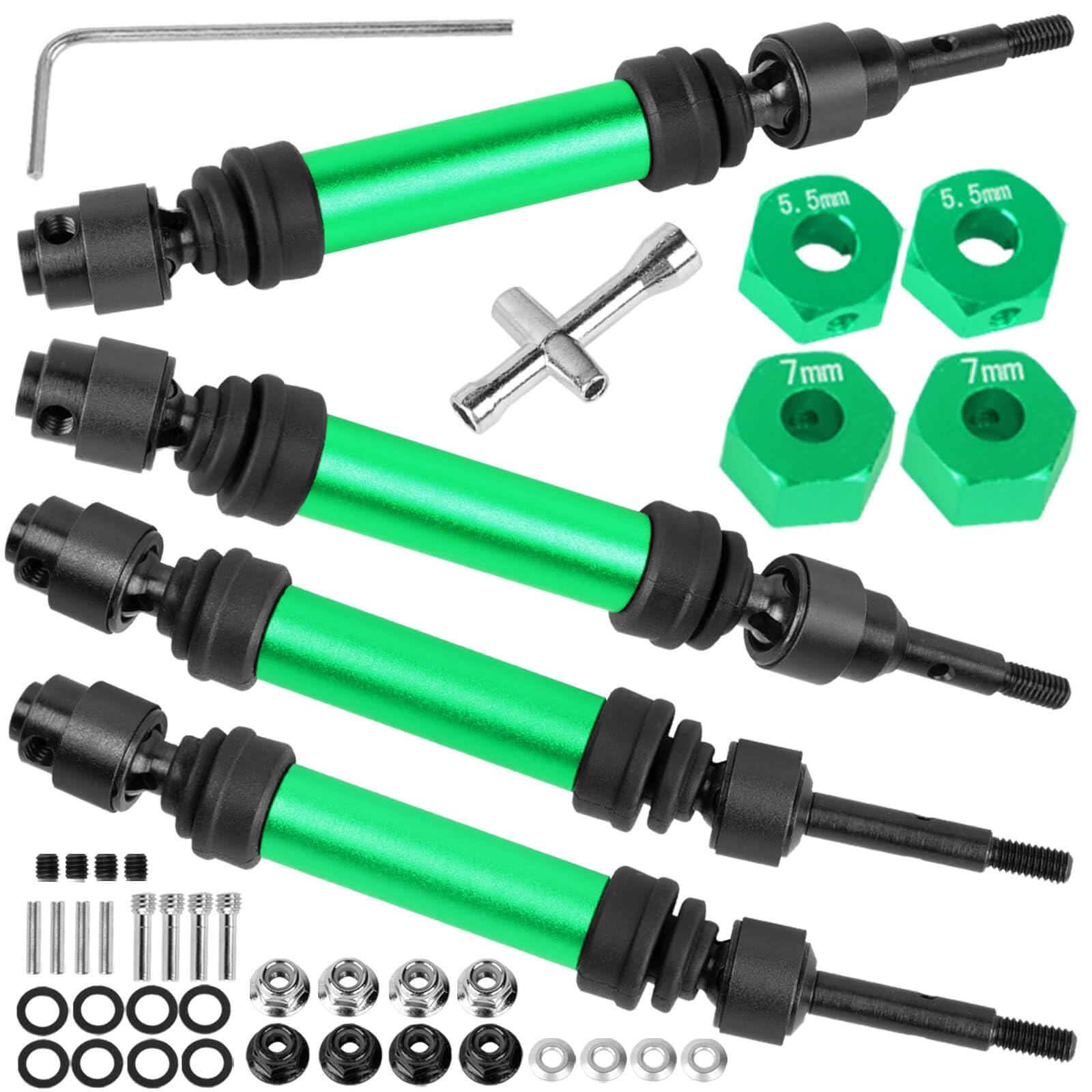 BRCatWPark Drive Shaft Axles Upgrades Part for 1/10 Slash 4X4 VXL/Rustler 4X4 VXL/Stampede 4WD VXL,RC Steel #45 Front & Rear 4Pcs Driveshafts CVD w/