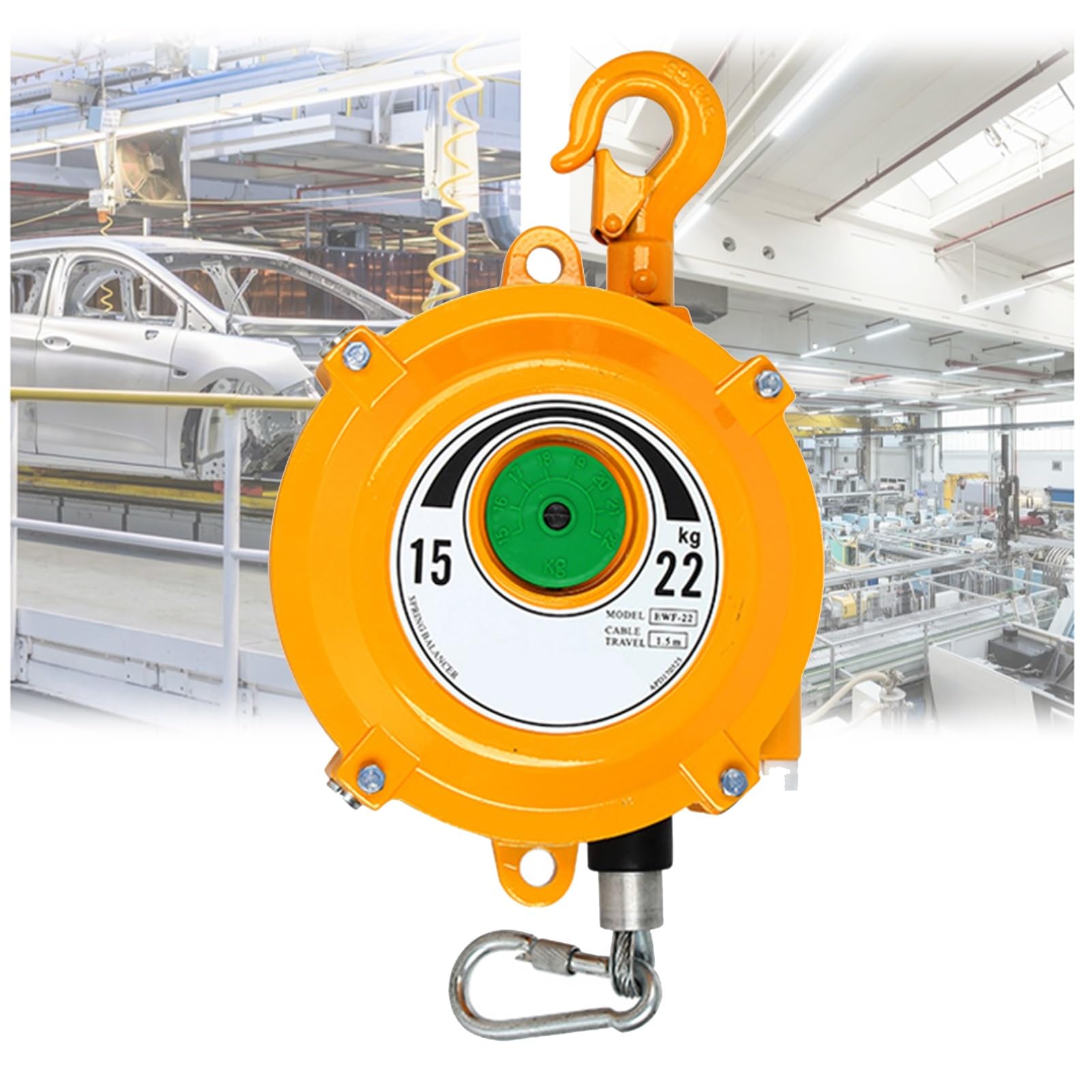 HYQOUKLR Telescopic Spring Balancer, Spring Balancer With Hook And Wire Rope 1.5 Meters Load Range 1-200kg(15-22kg)