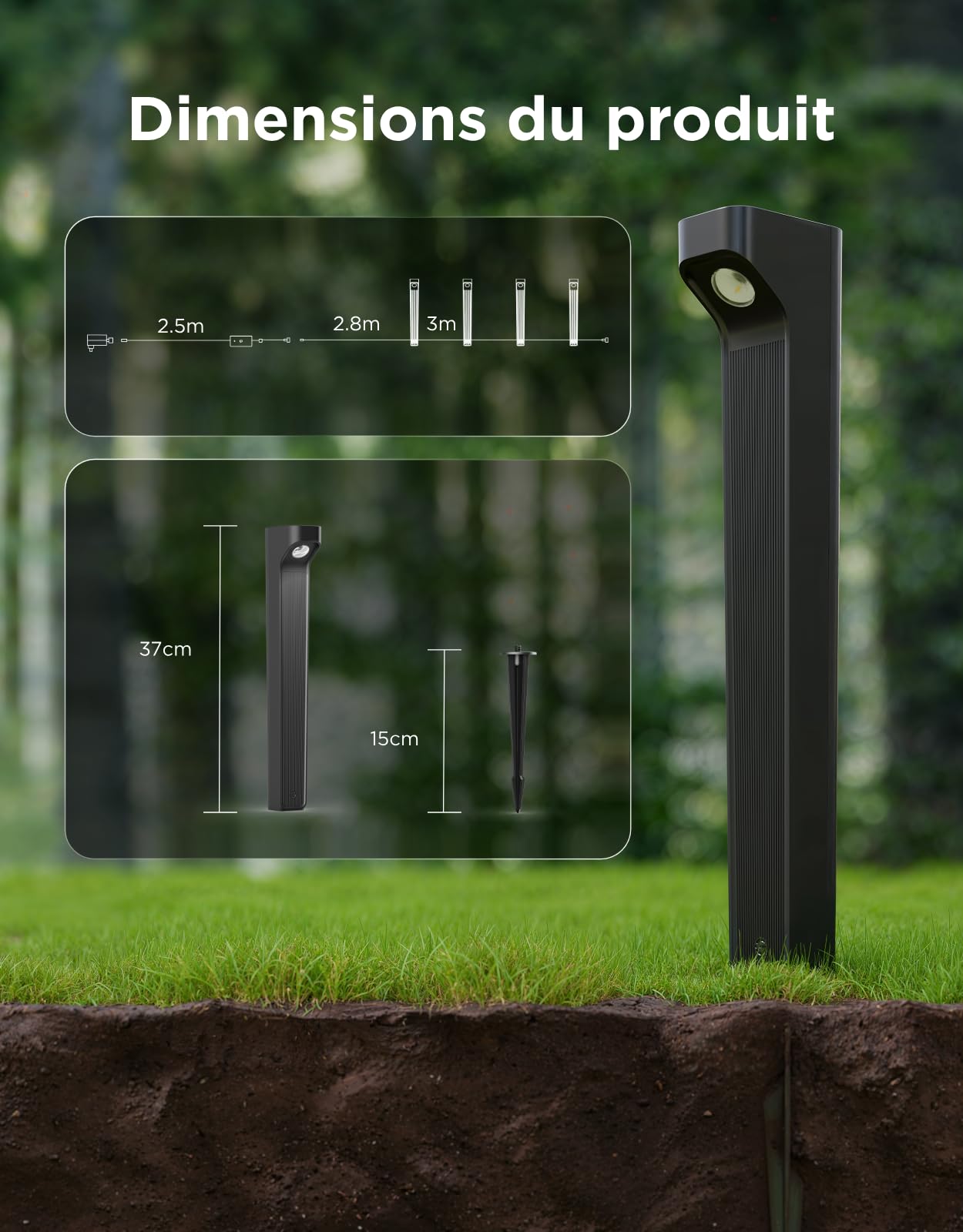 Govee Luminaires d'Allée Extérieurs 2 Lite RGBWIC, Éclairage de Jardin Intelligent avec Indice d'Étanchéité IP67, Compatible avec Matter, Alexa et Google Assistant, Éclairage pour chemins pour Allée
