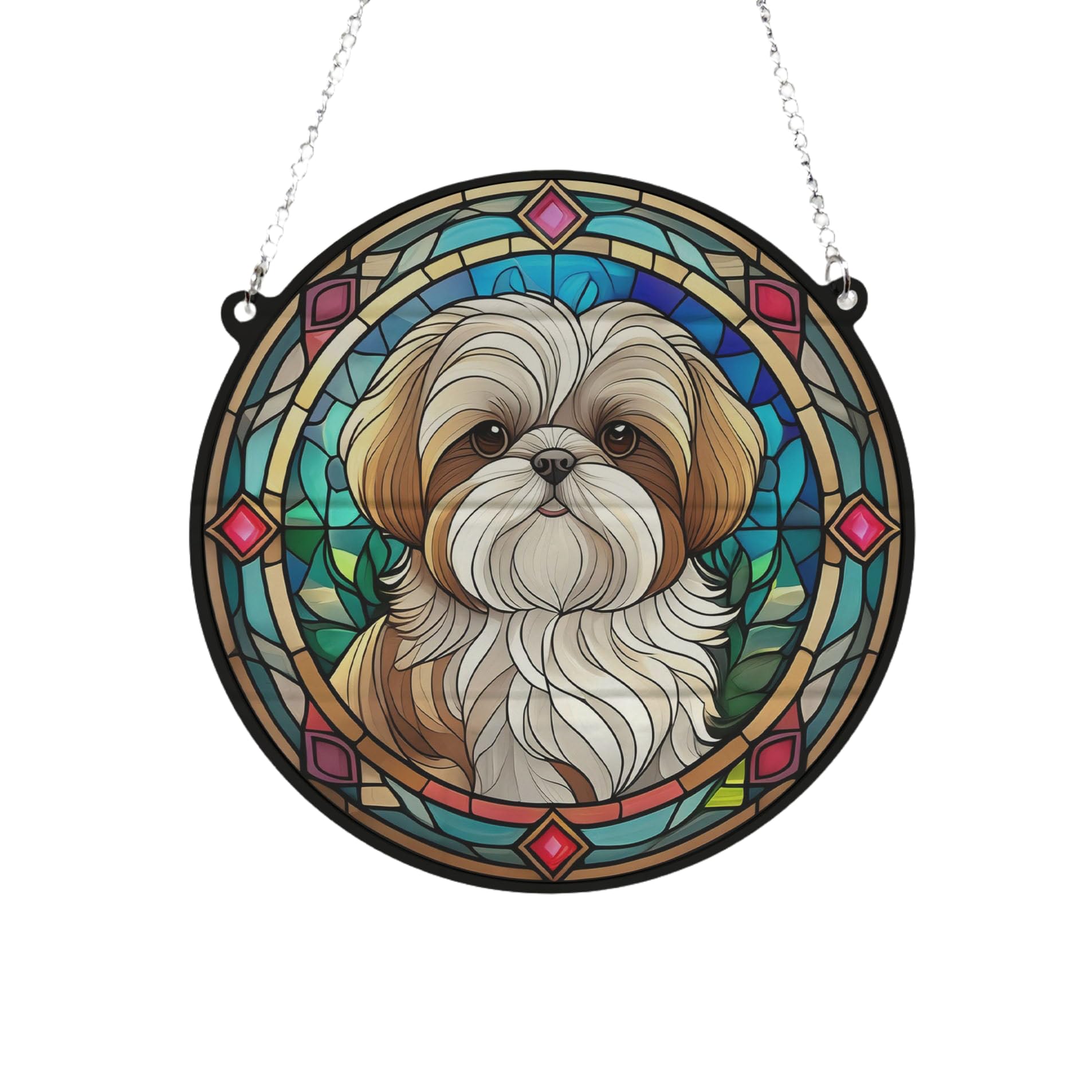 Lhasa Apso Stained Glass Effect Suncatcher Gift for Dog Lovers - 13cm