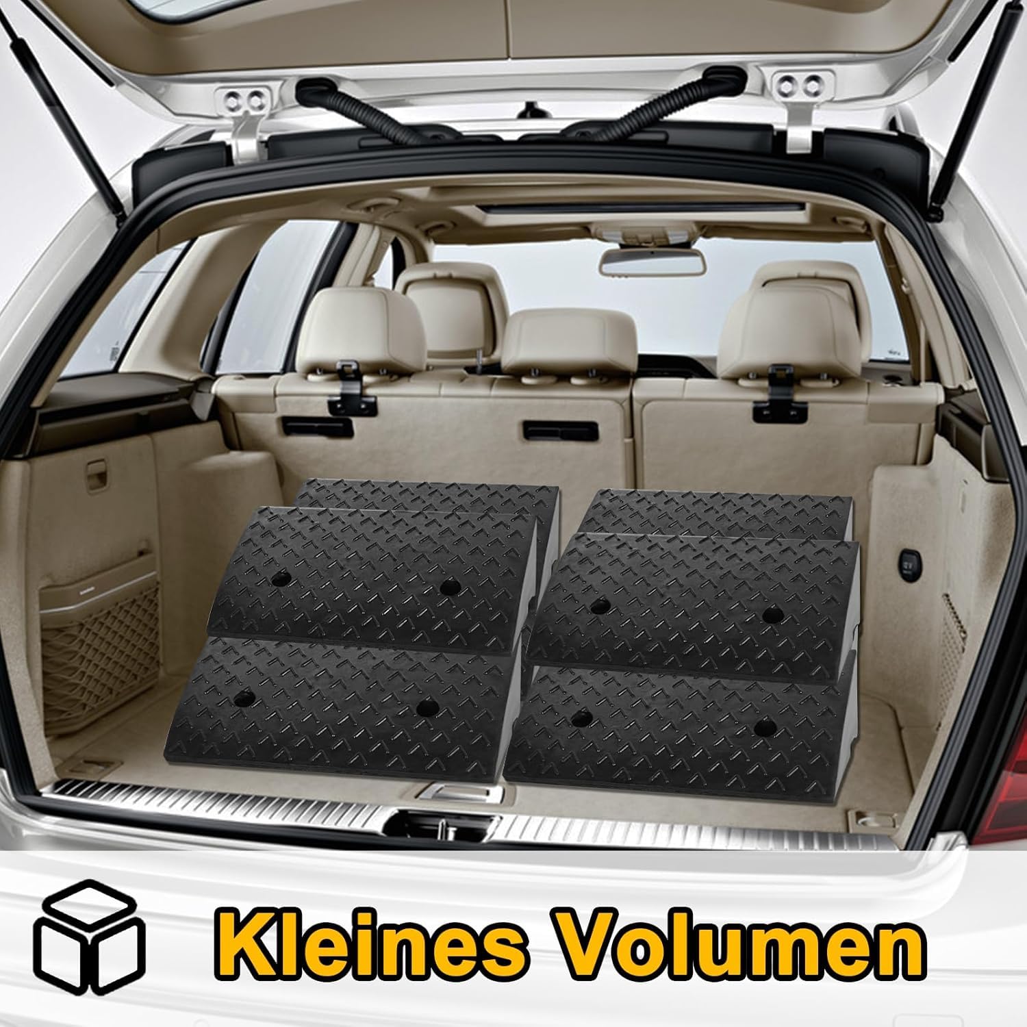 FIVMEN 2er Set Bordsteinrampe Türschwellenrampe Gummi Tragbare Schwellenrampe mit Rutschfester Oberfläche Rampe für Auto Rollstuhl, 10cm Hoch