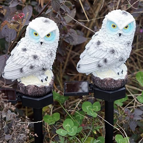 Miniatura 4 de Luz solar de jardín para exteriores, paquete de 2 luces de estaca de búho para caminos al aire libre, luces de estaca para pasarela, patio, césped,