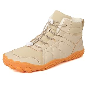 Ankle Winter Snow Boots for Women Men Waterproof Warm Fuzzy Slip On Wide Comfortable Barefoot Hiking Boots Unisex