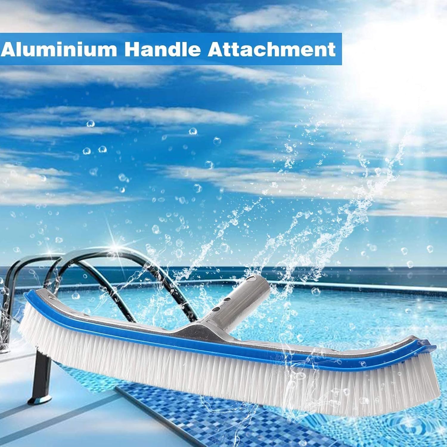 GLORYA Swimming Pool Brush with 6ft Pole - 18" Polished Nylon Bristles Pool Brush Head - Brush Designed for Cleans Walls Tiles and Floors : Patio, Lawn & Garden