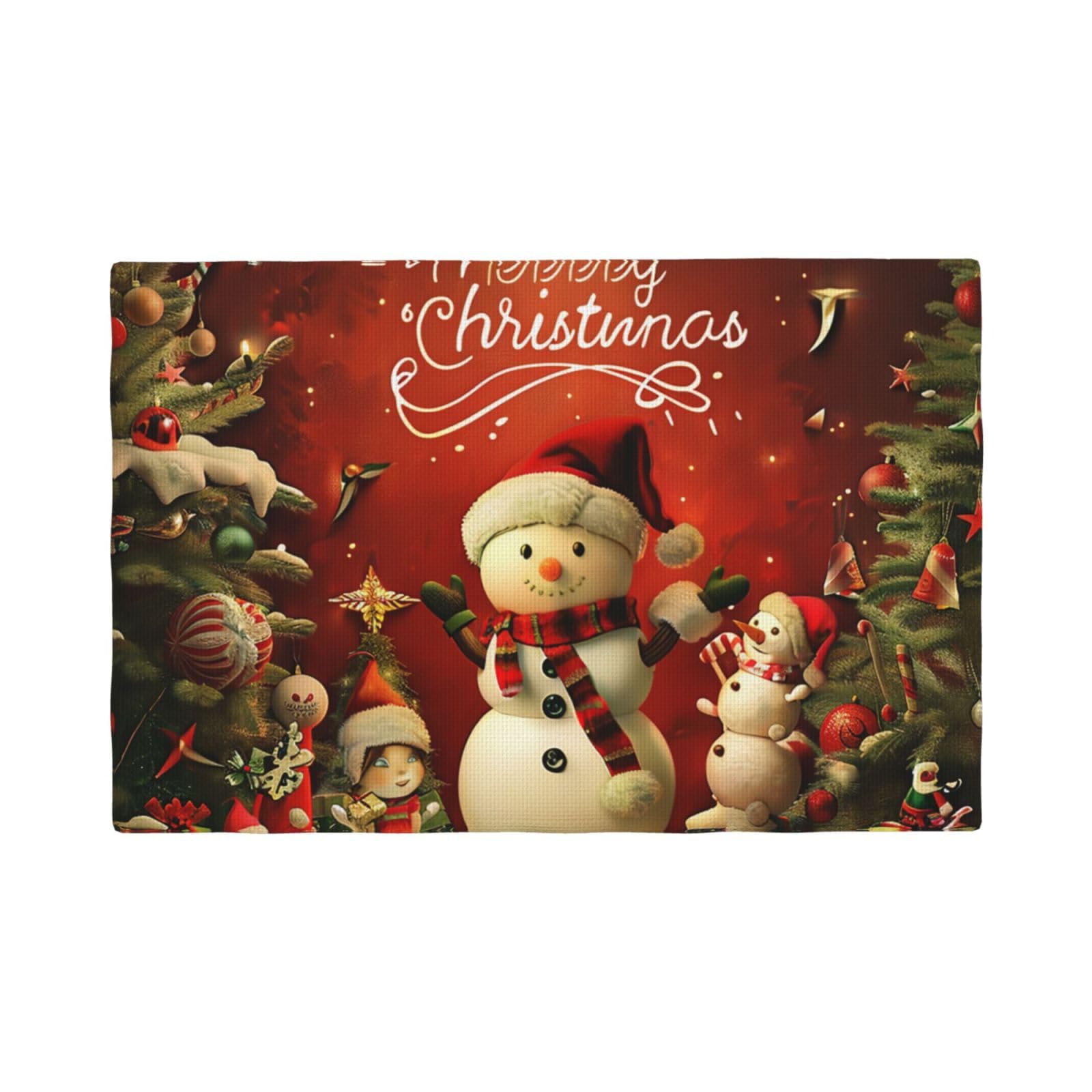 Merry Christmas Print Placemats Set, Heat Resistant Washable Placemat 12x18in Table Mats for Party Kitchen Dining Table Decoration Indoor Outdoor, Six Piece