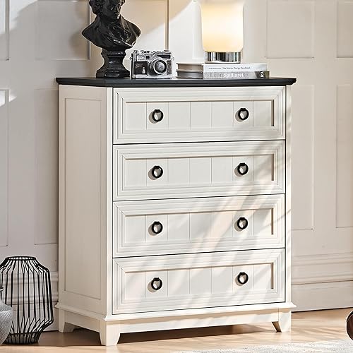 Miniatura 27 de Cómoda rústica de 5 cajones para dormitorio, cómoda pequeña de 33.2 pulgadas de alto y cómoda, cómoda de madera rústica con mango de metal, Conjunto
