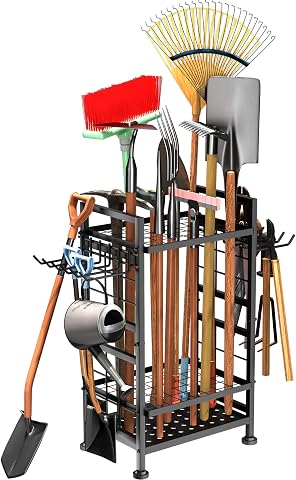 3 Tier Garden Tool Organizer, Heavy Duty Metal Yard and Garage Storage for Up to 78 Tools