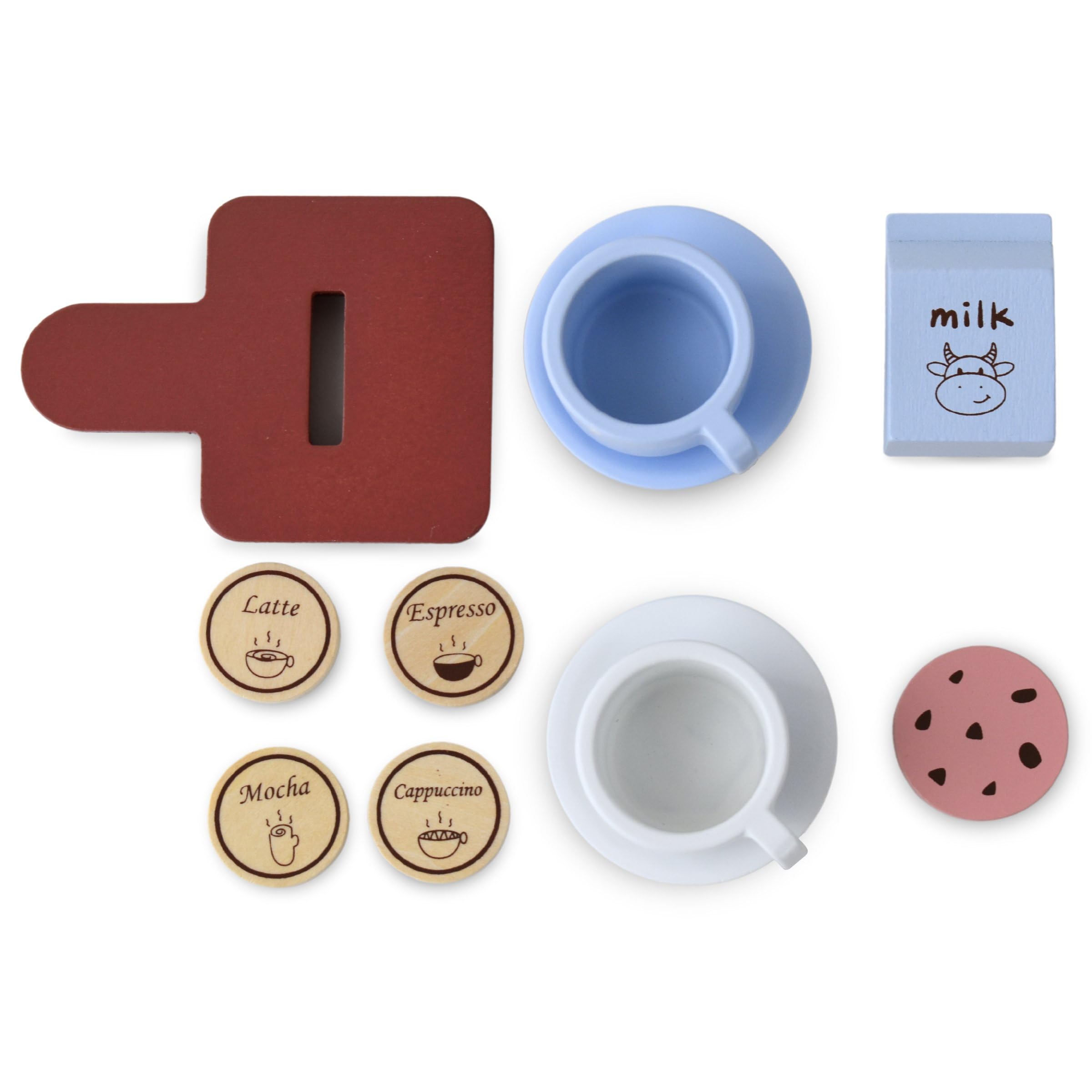 Mamabrum Macchina Caffè Giocattolo in Legno per Bambini 3+ - Set Barista con Cialde e Accessori - Gioco Educativo Nespresso Stile per Sviluppo Manualità e Creatività