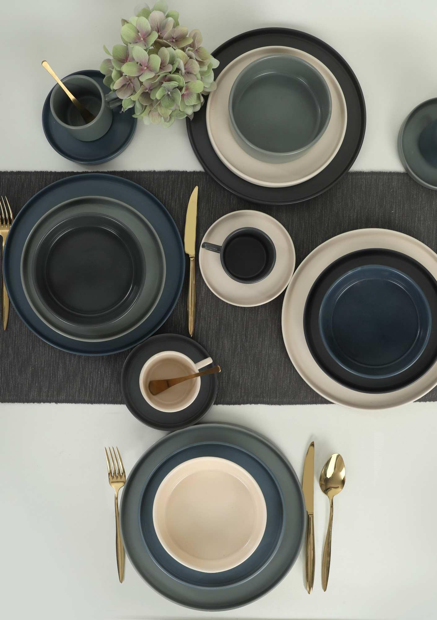 Elegante juego de cena de cerámica de 20 piezas, 100% Stoneware | Incluye platos de servicio, bolos, tazas de té y platillos | Seguro para lavavajillas y microondas, perfecto para cualquier ocasión