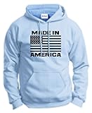 Made in America US Flag Long Sleeve Front Pocket Hoodie Sweatshirt