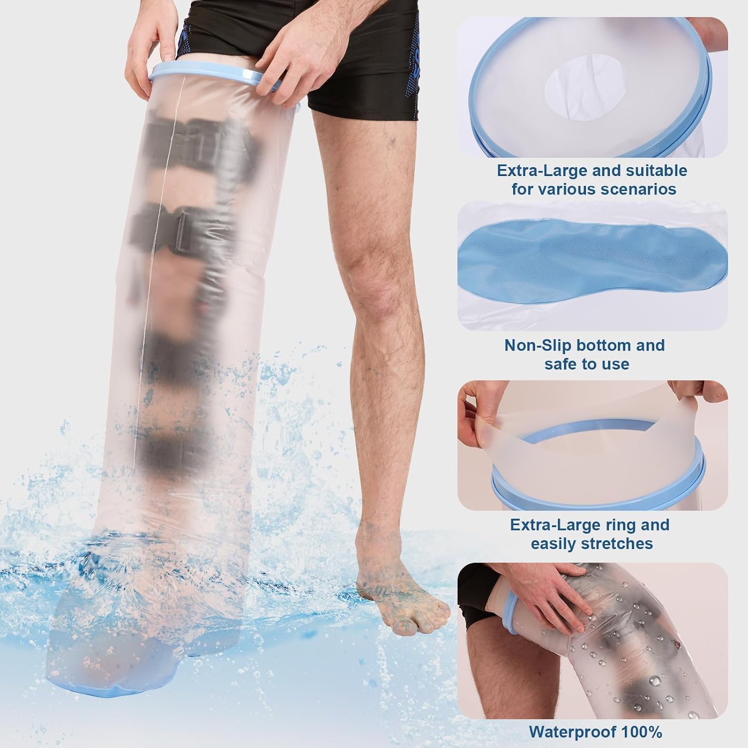 Waterproof Cast Covers for Shower Leg | Cover For Showering After Surgery Protects Foot & Leg | Cast Cover For Showering | Non-Slip Wound Bath & Shower Boot for Foot After Surgery