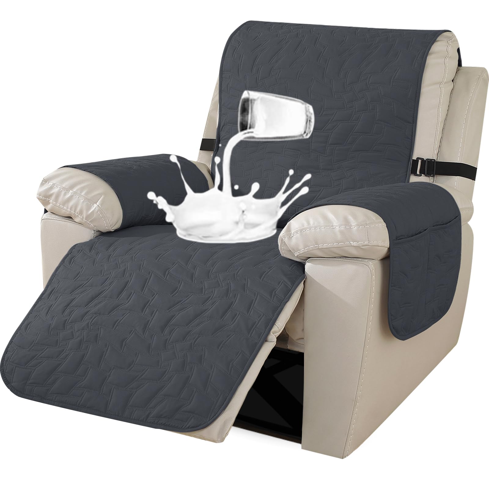 Ystyle Funda Sillon Relax Reclinable 1 Asiento, Funda Sofa 1 Plaza Impermeable, Funda Butaca Reclinable, Funda De Sillon, Antimanchas y Antiarañazos Lavables (1 Asiento, Gris Oscuro) Global Recycled Standard Global Recycled Standard Global Recycled Standard