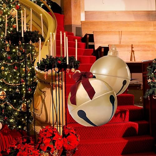 Miniatura 6 de BALRAJ 2 bolas inflables de Navidad de 23.6 pulgadas, bola inflable gigante de cascabel, decoración de patio, globo de Navidad, adorno al aire libre