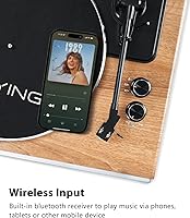 Vista 4 de Reproductor de discos de vinilo con altavoces HiFi integrados, tocadiscos Bluetooth de transmisión por correa para discos de vinilo con cartucho