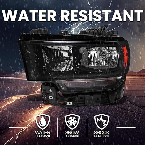 Miniatura 6 de SPEC-D TUNING Faros delanteros halógenos de lente transparente con reflector ámbar compatible con Dodge Ram 2500 3500 2019-2022 izquierda y derecha