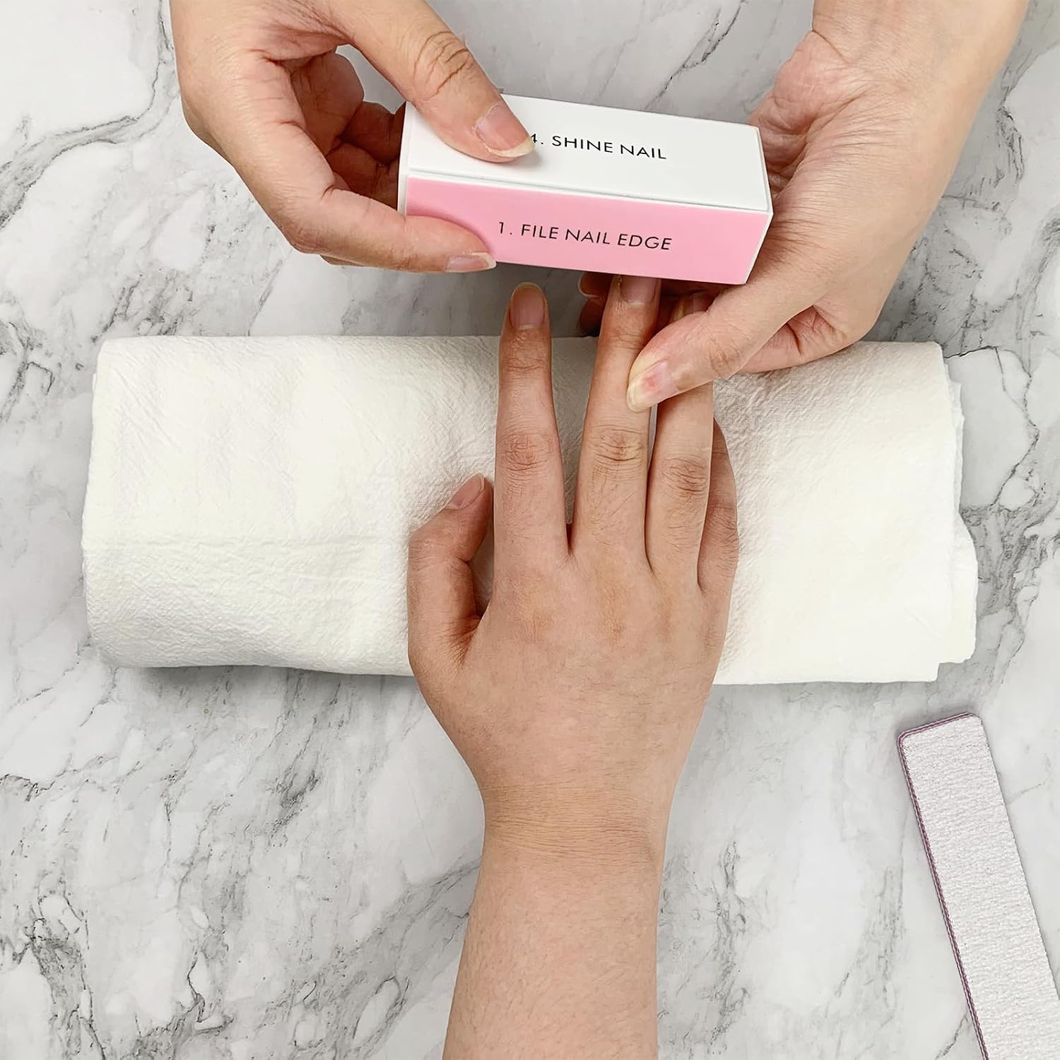Nail Buffer and File, 1 Piece Pink Washable Sponge Manicure Tool, Nail File and Buffer Set for Original Nails, Ideal for Nail Salons and Personal Use