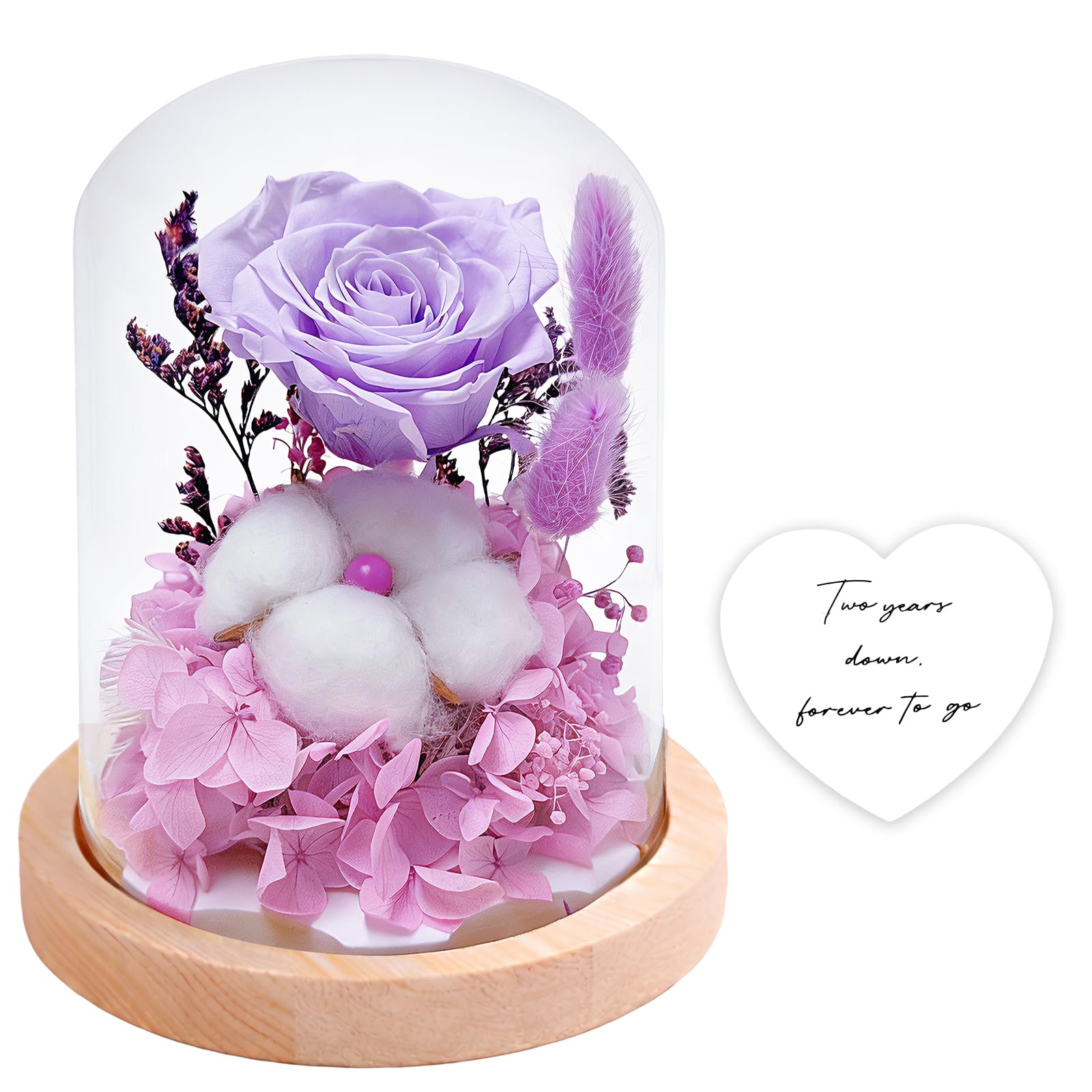 Rimvoe Cotton and Preserved Flowers in Glass Dome