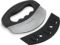 Vista 10 de Herramienta de corte de ensalada Checkered Chef, cuchillo Mezzaluna de acero inoxidable para vegetales