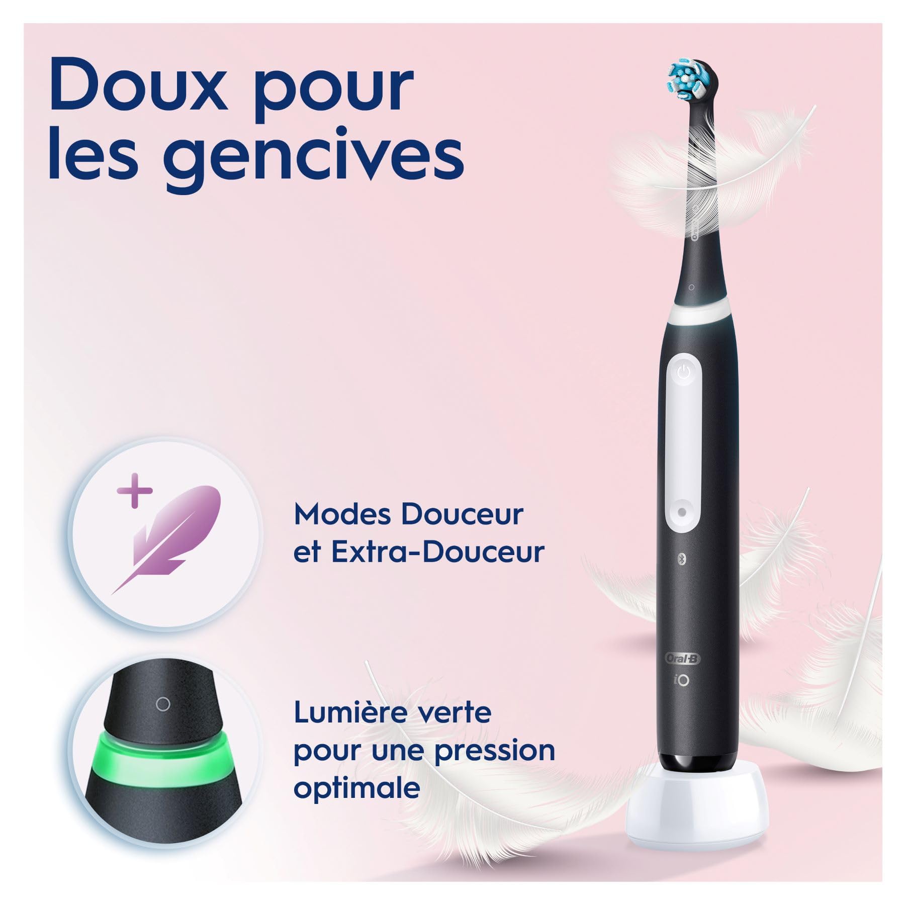 Oral-B iO 4 Brosse À Dents Électrique Noire, 1 Brossette, 1 Étui De Voyage