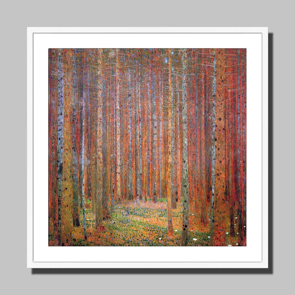 Gustav Klimt Tannenwald 1 lámina enmarcada de 70x70 cm blanco 3