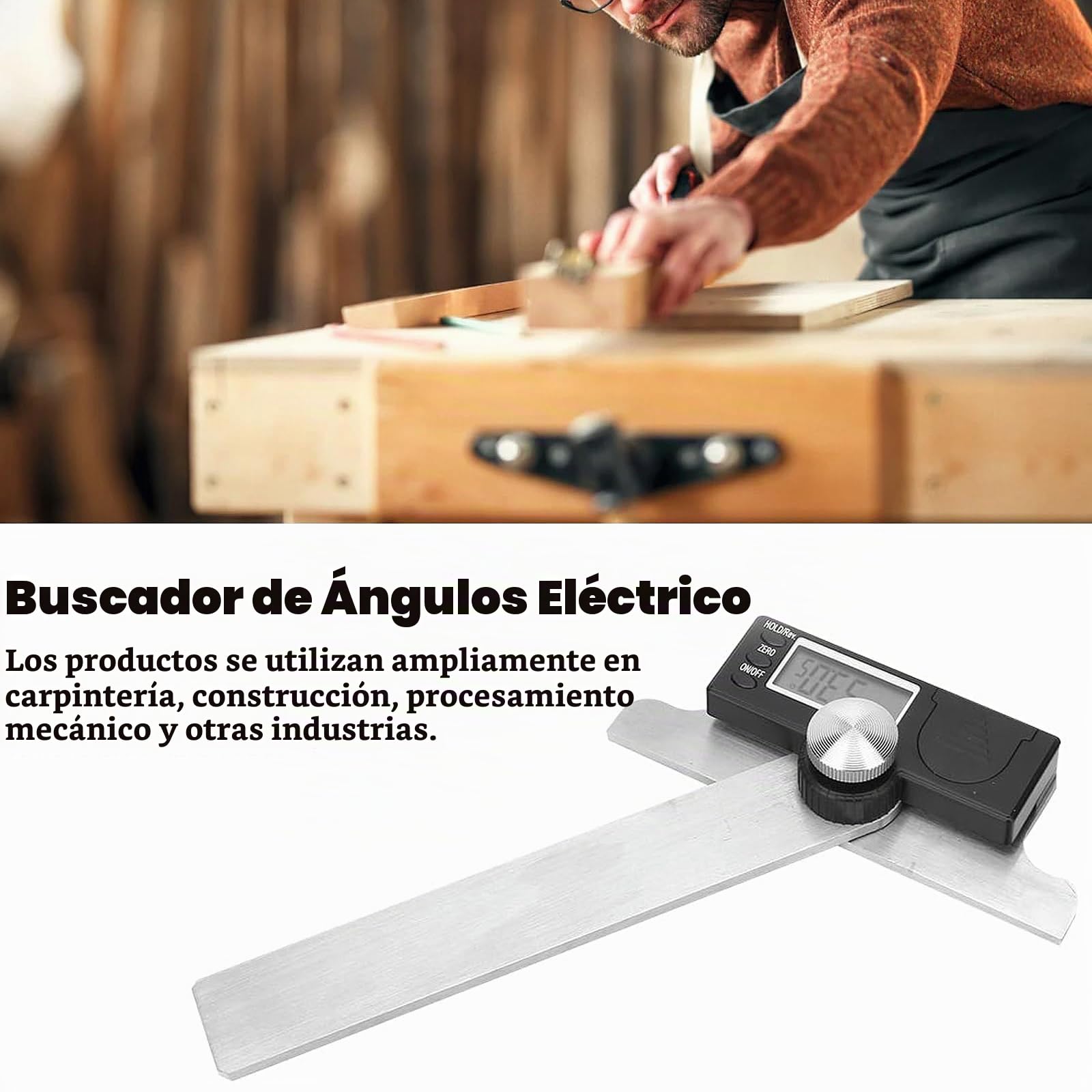 Goniómetro de Acero Inoxidable, 0-180 ° Buscador de Ángulo Electrónico de Alta Precisión Regla de Ángulo Lcd Digital 0.01 ° Trazado Rular, para La Medición de La Construcción de La Madera (120X150 mm)
