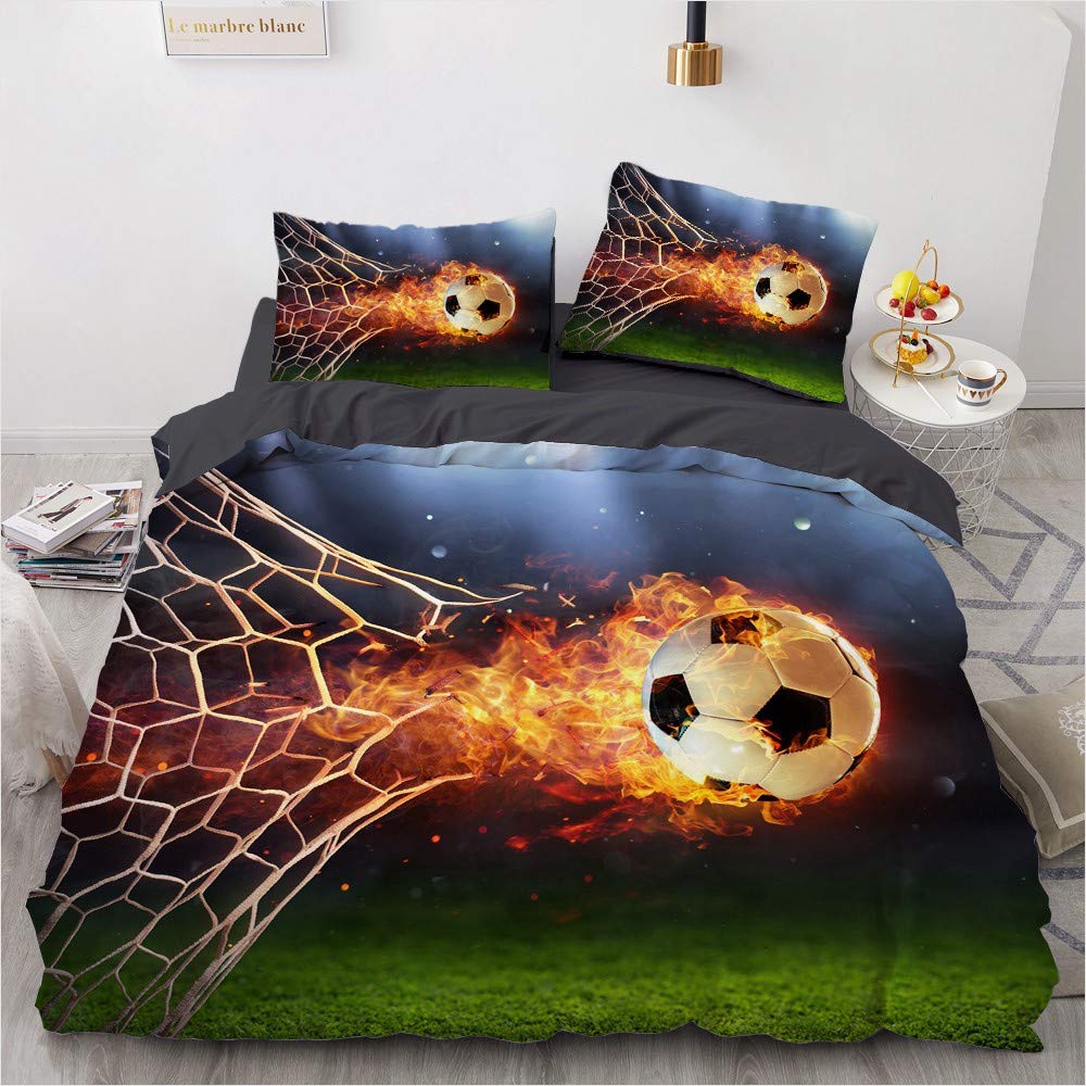 Housse de couette football 200x200 cm avec taies pour lit d'enfant