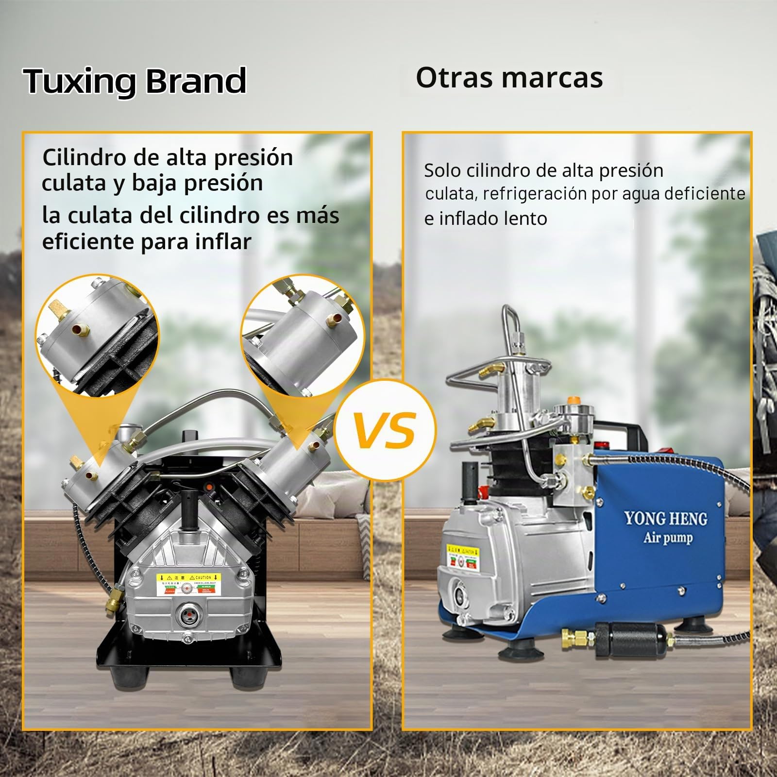 TUXING PCP 4500 psi/300 bar/30 MPa compresor de alta presión para tanque de buceo, rifle de aire y pistola de paintball, con compresor portátil mini