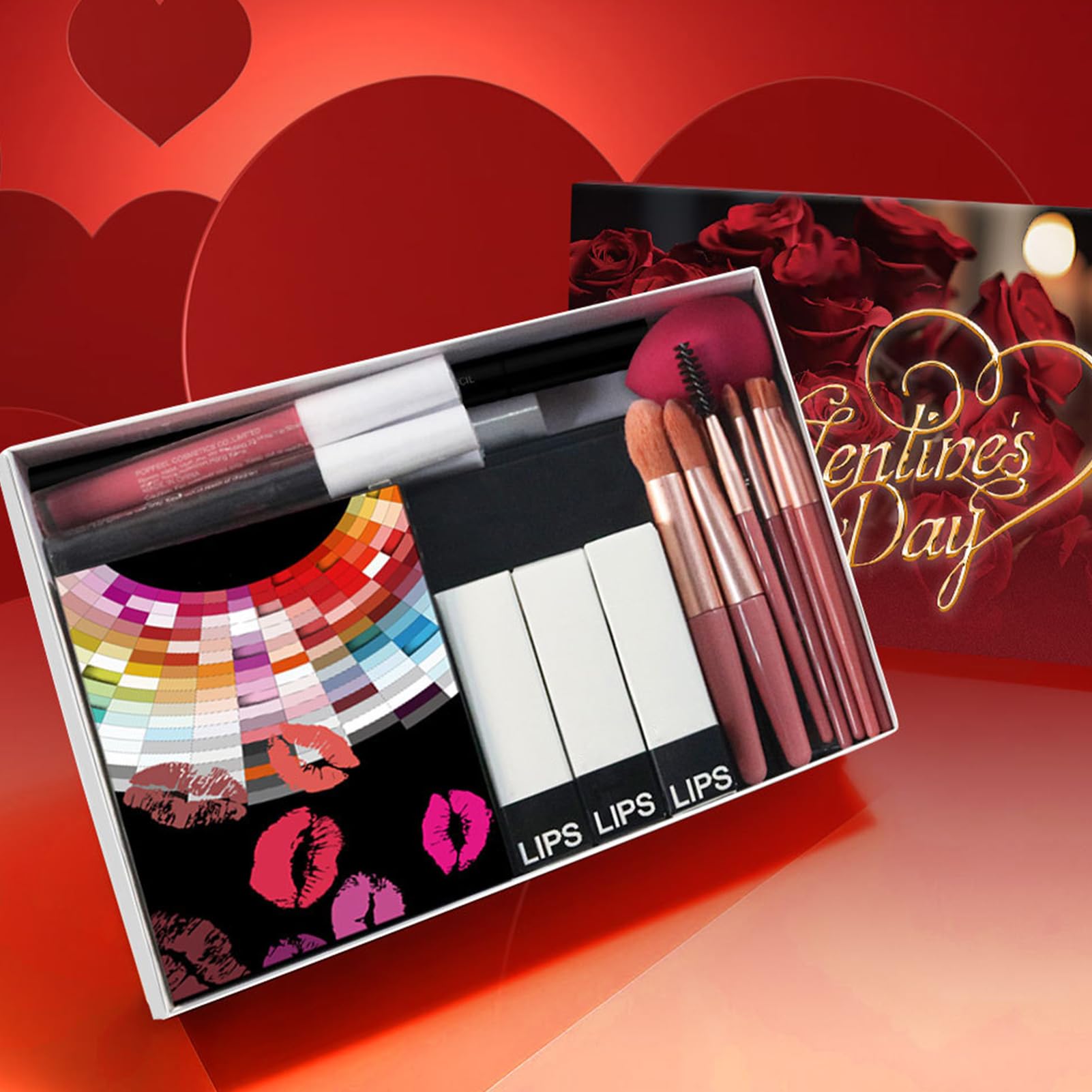 Kosmetiktasche zum Valentinstag, langanhaltend, für empfindliche Haut, Lidschatten und Augenbrauenstift, Kosmetik zum Valentinstag | Für Treffen mit Mutter, Freundin, Schwestern, Ehefrau