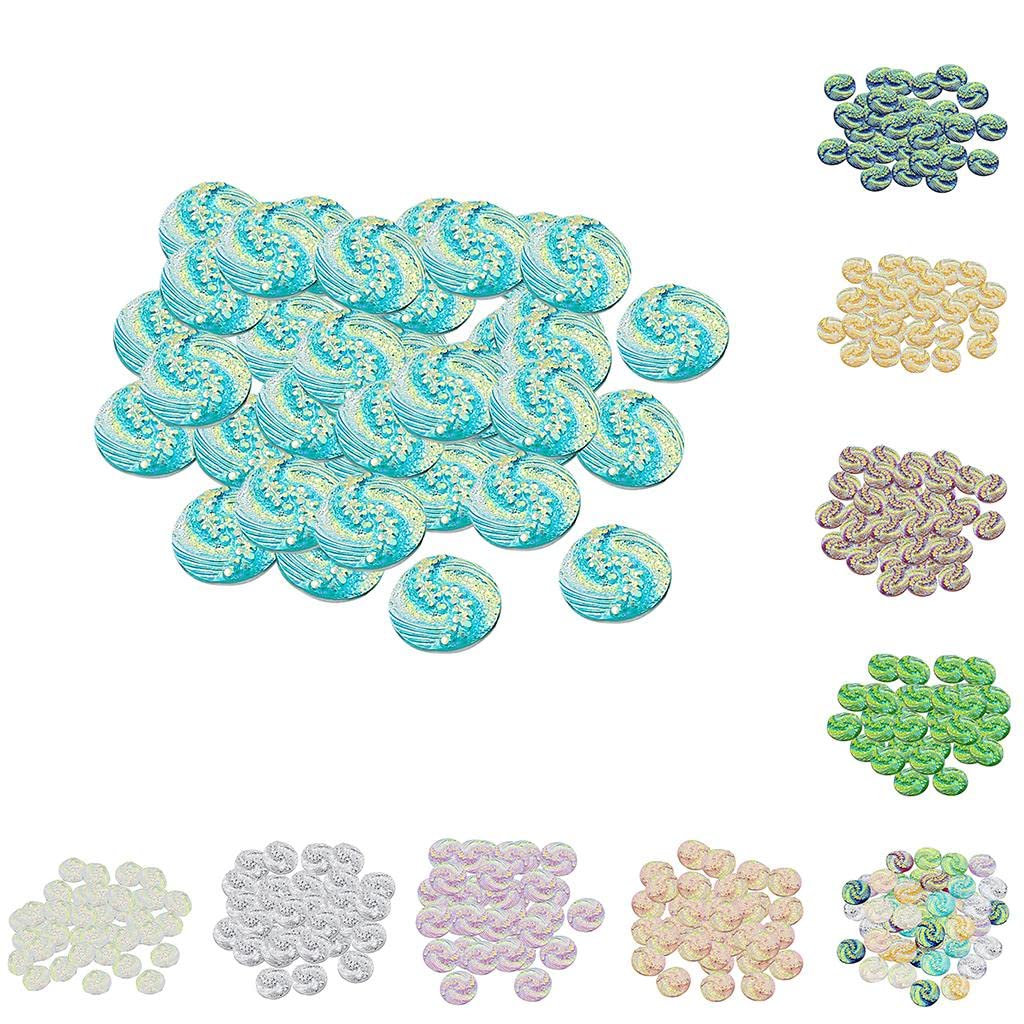 50 Pieces Round Flower AB Color Resin Flatback Cabochon Buttons Multicolor