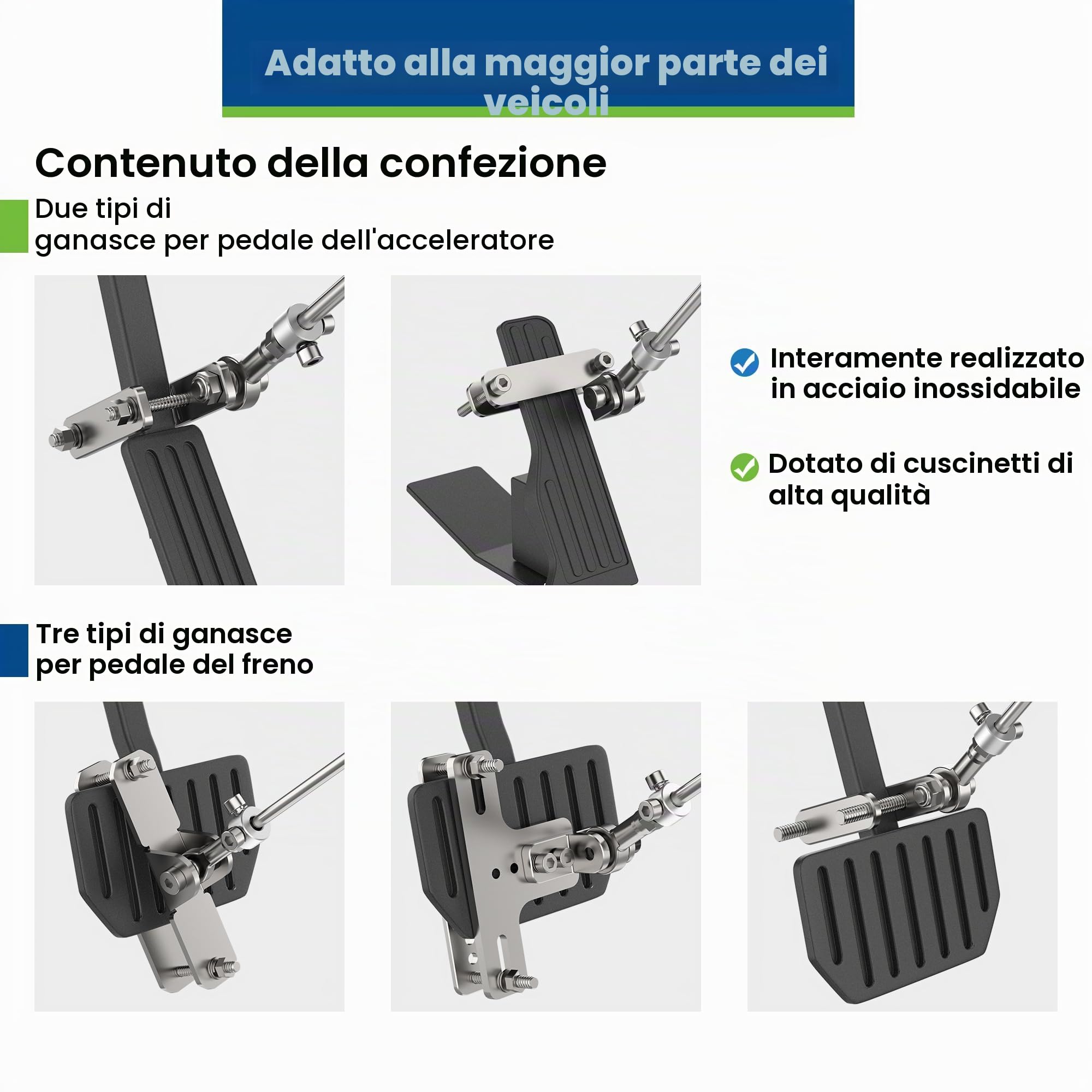Controlli manuali per conducenti disabili, feriti o con disabilità, dispositivo fisso di assistenza ai pedali per freno e acceleratore, progettato per conducenti feriti o con mobilità limitata